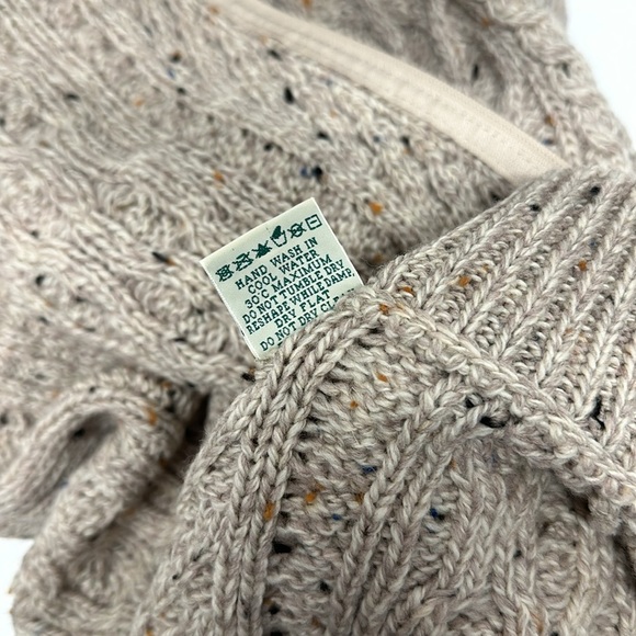 Aran Crafts Sweater Jacket Merino Wool Full Zip Collared Cable Knit Tan Medium - Picture 8 of 9